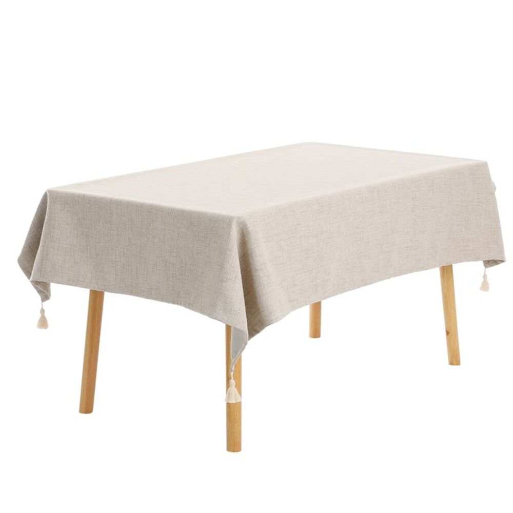 1 Pack Rectangle Tablecloth with Tassels, Indoor and Outdoor Use 47x67inch Khaki